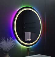 Oglinda LED Rotunda, 70cm, Celeste MotionGlow Marcello, Lumina RGB, Boxa Bluetooth, Sistem Dezaburire, Ceas & Termometru, Dimabila 70X70BTRGB Oglinzi Marcello Default Title Alessandro Design