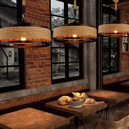 Vintage luster LV300/400BK, 1xE27, Rustikálna stodola, Struna a kov, 150 cm, Čierny