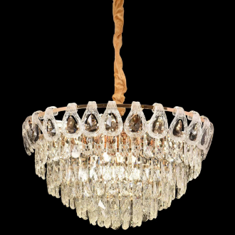 Lustrový krištáľový Windsor elegancia 6x E14, priemer 49 cm, lesklé zlato, nastaviteľná výška