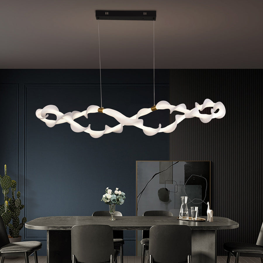 Závesný akrylový LED luster LT762/2GD, 80W, teplé/neutrálne/studené svetlo 3000/4000/6000K, biely, nastaviteľná výška