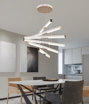 Závesný akrylový LED luster LT183/5WH, 69W, svetlo 3000/4000/6000K, biely, nastaviteľná výška