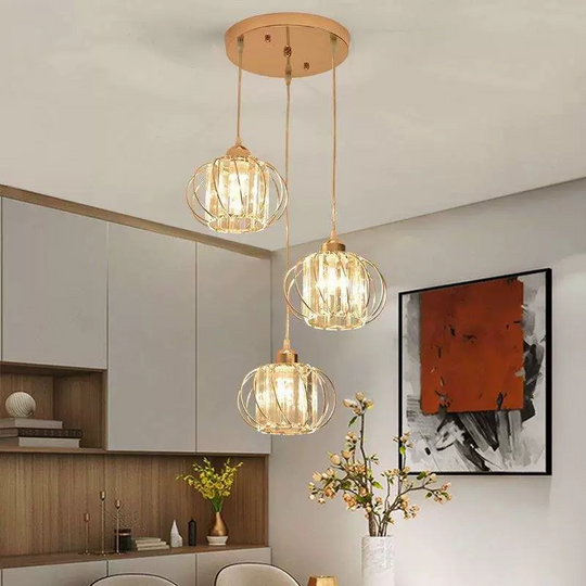 Monica Luster, 3 X E27, zlaté, kovové a sklenené klasické lustre Predvolený názov Alessandro Design