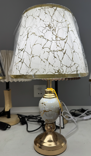 Veioza VZ211WH, 1x E27, kov a textil, biela a zlatá