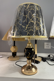 Veioza VZ211BK, 1x E27, kov a textil, čierna a zlatá