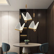 Lustra zavesená LED Acril Valentina s diaľkovým ovládaním, DAVABLE, 3000K/4000K/6000K, zlato, kov a akryl