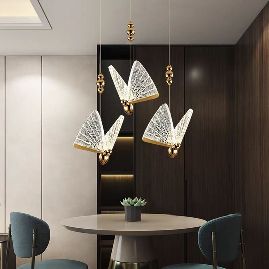 Lustra zavesená LED Acril Valentina s diaľkovým ovládaním, DAVABLE, 3000K/4000K/6000K, zlato, kov a akryl