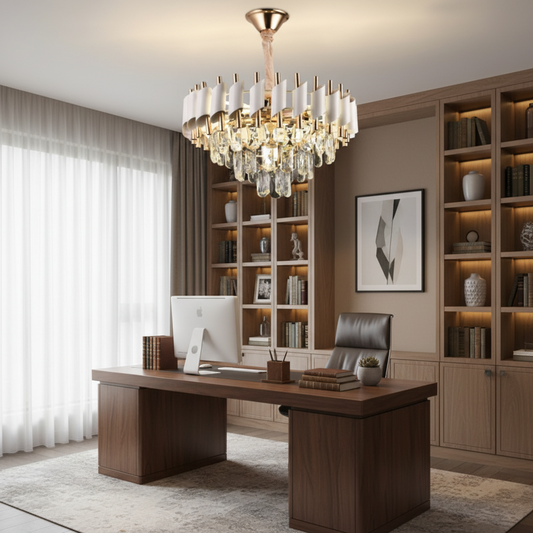 Krištáľový luster VERSAILLES Nobile 5xE14, priemer 40 cm, lesklá zlatá a biela