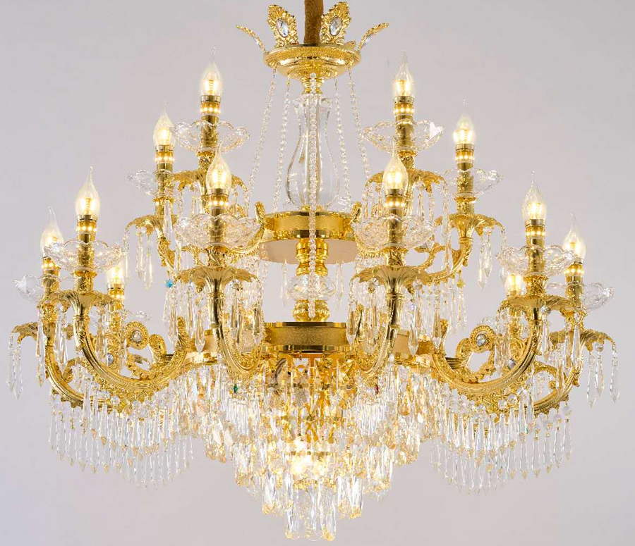 Krištáľový luster Regalis 11x E14, priemer 85 cm, lesklé zlato, nastaviteľná výška, kov a krištáľ