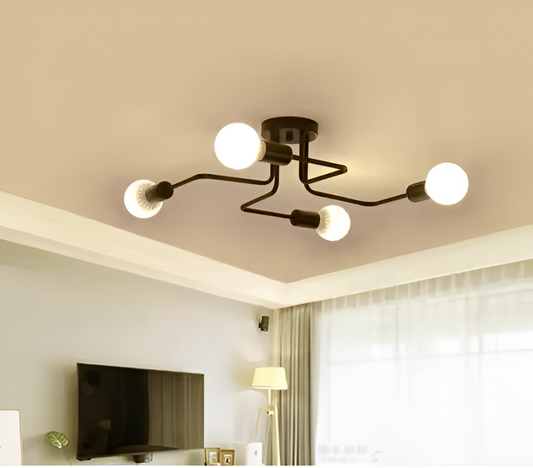 Modernistická luster Quadra 4, 4x E27, čierny, moderný dizajn