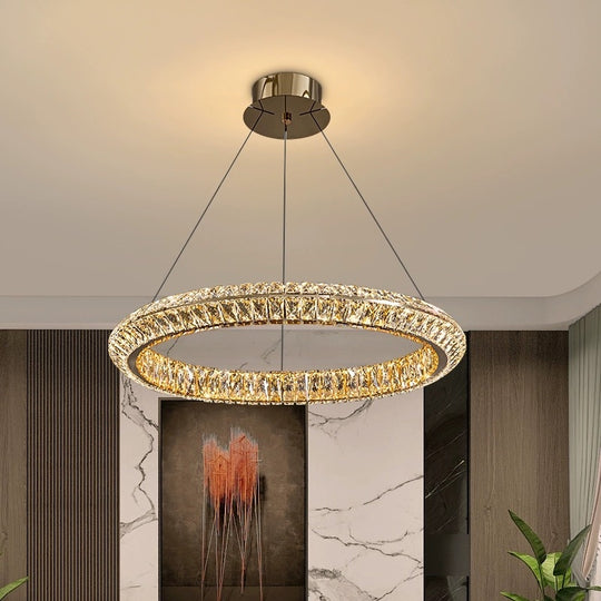 LED luster s diaľkovým ovládaním, LLC132/500GD, krištáľ a kov, 26W, 1 kruh, stmievateľný, nastaviteľná výška, studené/teplé/neutrálne svetlo, luxusné osvetlenie LED luster s diaľkovým ovládaním Predvolený názov Alessandro Design