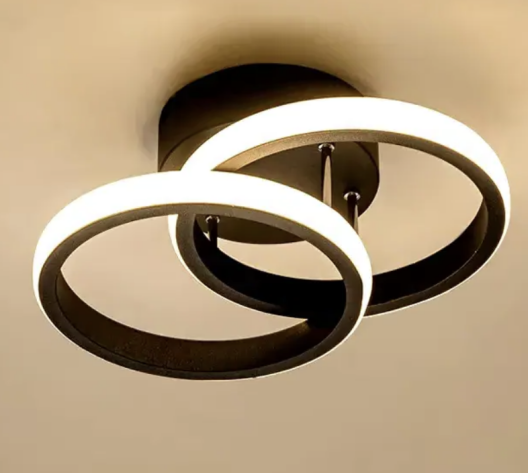 LED vrchol Lust Lust cirkuluje superponované kruhy, 44 W, 2 kruhy, studené/horúce/neutrálne svetlo, čierne