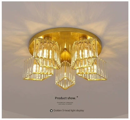 Sasha moderný klasický luster, LC117/5GD, 5x E27, kov a krištáľ, zlato, tienidlo