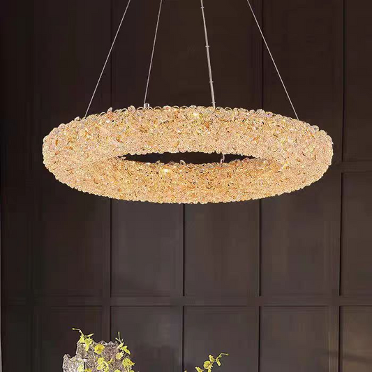 Krištáľový luster PRAGA Magno, 33W, teplé/studené/neutrálne svetlo, priemer 66cm, zlatý, nastaviteľná výška