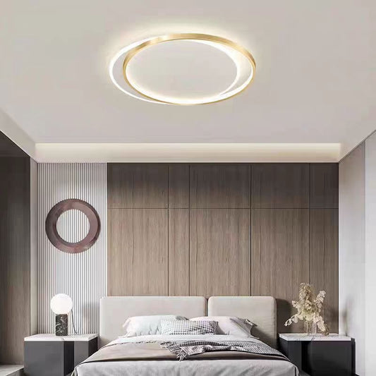 LED luster s orelovým solárnym diaľkovým ovládaním, 98 W, 2 kruhy, studené/horúce/neutrálne svetlo, nestabilné, zlaté