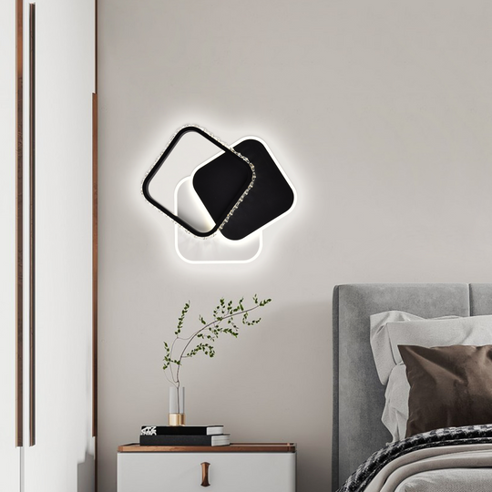 Krištáľový LED luster PRISMIQ 39W, 3 štvorce, studené/teplé/neutrálne svetlo, čierne LED lustre Predvolený názov Alessandro Design