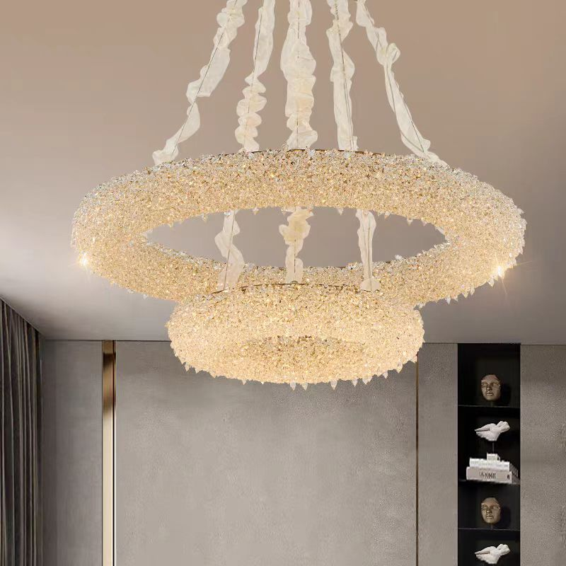 Candelabru Cristal, HOHENZOLLERN Imperio, 80W, Diametru 71cm, Lumina Rece/Calda/Neutra, Auriu, Inaltime Reglabila