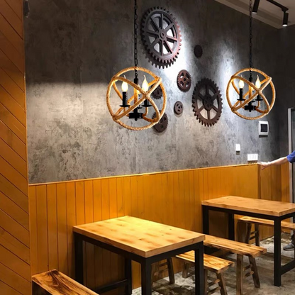 Vintage luster LV585/4BK, 4xE14, Rustikálna stodola, Struna a kov, 30 cm, Čierny