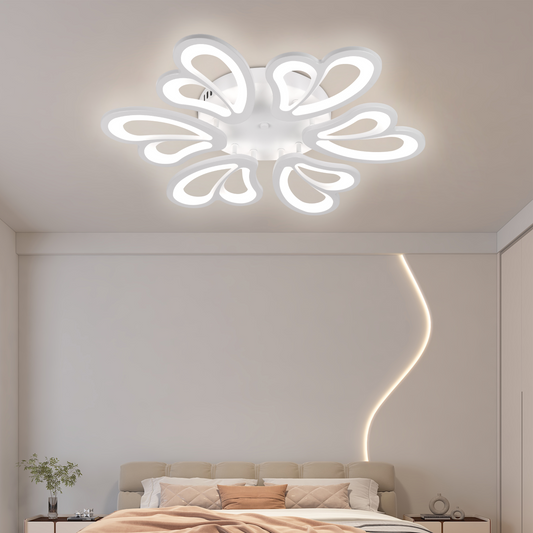 LED túžba s diaľkovým ovládaním kvetu, 72 W, 6 okvetných lístkov, studené/horúce/neutrálne svetlo, nestabilné, biele