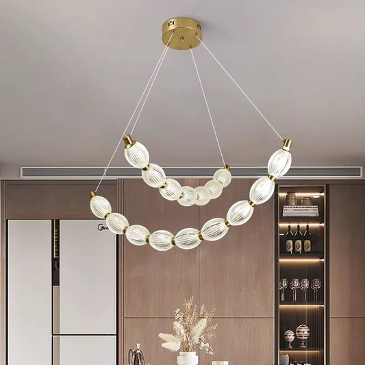 Lustra LED suspendata cu telecomanda FAUSTO, 78W, lumina Rece/Calda/Neutra, Dimabila,Inaltime Reglabila, Auriu