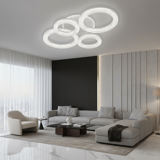 Linnea LED luster s diaľkovým ovládaním, 74W, 3000K/4000K/6000K, stmievateľný, biely, Crystal LED lustre s diaľkovým ovládaním Predvolený názov Alessandro Design