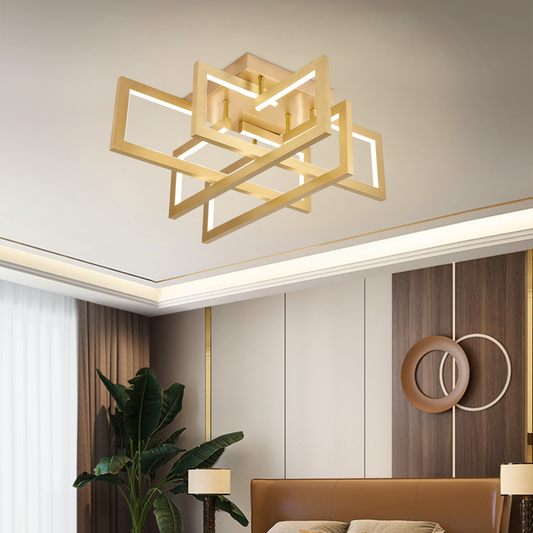LED luster s diaľkovým ovládaním 98W, 4 prvky, studené/teplé/neutrálne svetlo, stmievateľné, zlaté