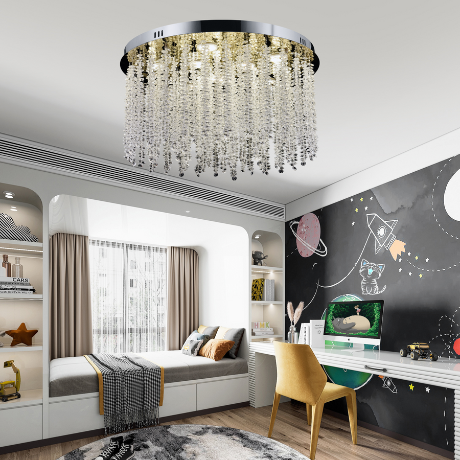 Krištáľový LED luster LLC215/400WH okrúhly, 22W, studené/teplé/neutrálne svetlo, krištáľ, zlatý