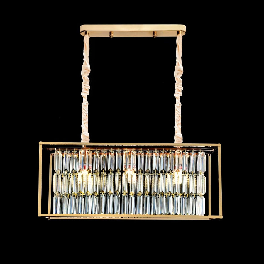 Krištáľový luster, CC1676/650X200GD, 3xE14, lesklé zlato, nastaviteľná výška, kov a krištáľ