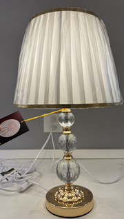 Veioza VZ213WH, 1x E27, kov a textil, biela a zlatá