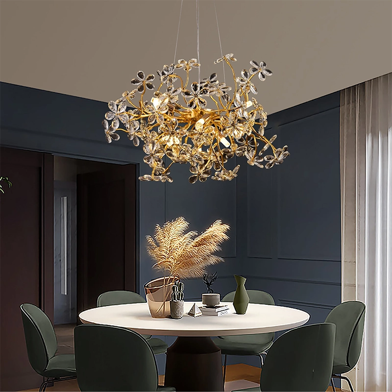Krištáľový luster CM325/600GD, 9x G9, chróm a kryštály, 55 cm, nastaviteľná výška