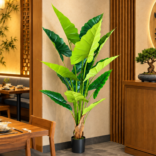 Umelá rastlina typ Alocasia, 14 listov, 170 cm, zelená