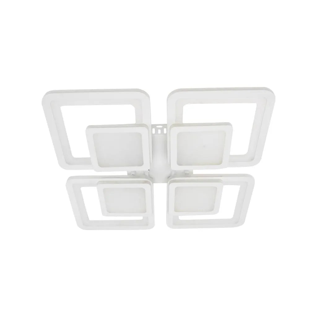 LED luster so sezamovým diaľkovým ovládaním, 77 W, 4 štvorce, studené/horúce/neutrálne svetlo, nestabilné, biele