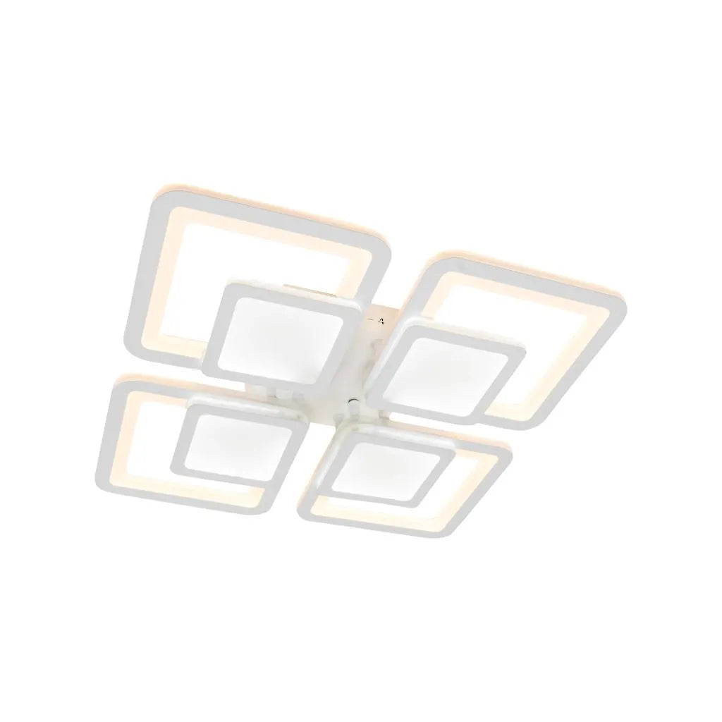 LED luster so sezamovým diaľkovým ovládaním, 77 W, 4 štvorce, studené/horúce/neutrálne svetlo, nestabilné, biele