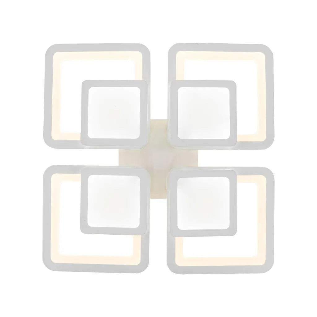 LED luster so sezamovým diaľkovým ovládaním, 77 W, 4 štvorce, studené/horúce/neutrálne svetlo, nestabilné, biele
