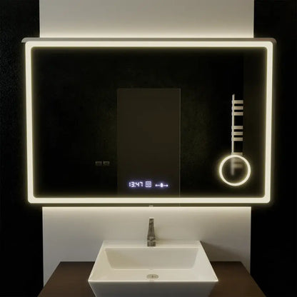 Zrkadlové obdĺžnikové obdĺžniky 120x80cm Souverain Motionglow Marcello Demonant Clock System a Smoble Cosmetic Terometer
