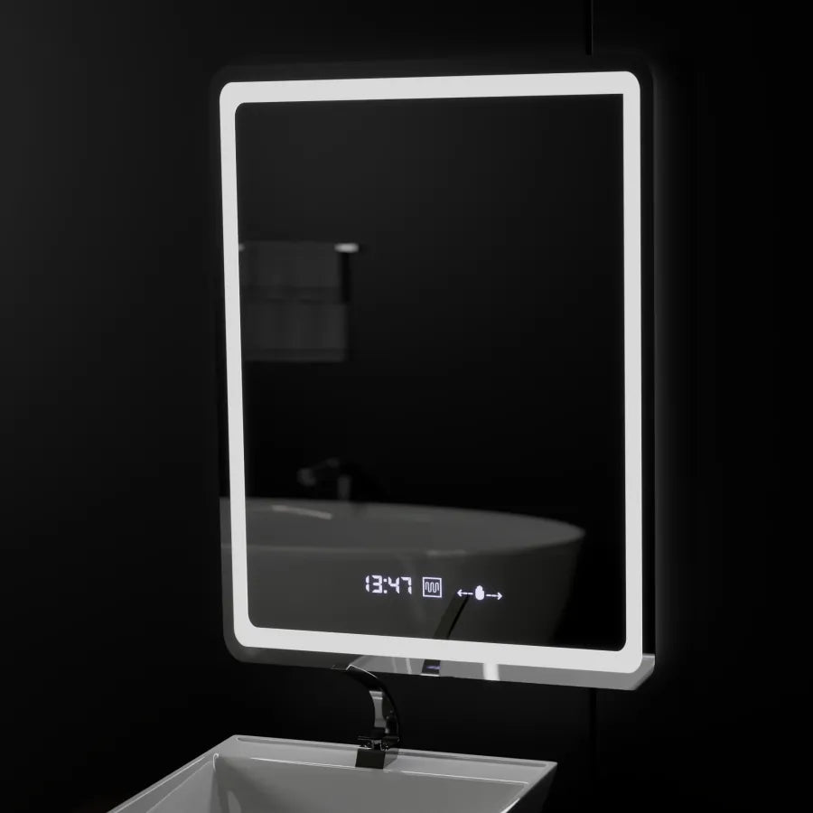 Obdĺžnikové LED zrkadlo 60x80cm Motionglow Sensor Marcellow Wizz Systém rozmrazujúcej hodiny a smiešne teplomer