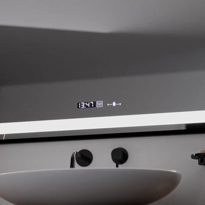 Zrkadlo LED obdĺžnik 100x65cm Verite Majeste noir Motion Glow Marcello Clock DeFRost & Smutable Therometer