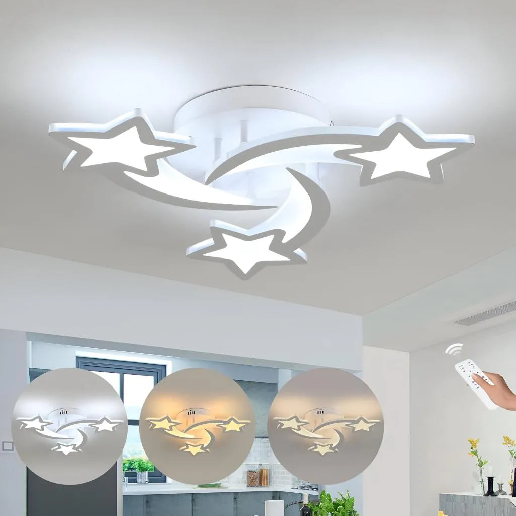LED luster s diaľkovým ovládaním hypomoa, 56 W, 3 hviezdičky, studené/horúce/neutrálne svetlo, nestabilné, biele