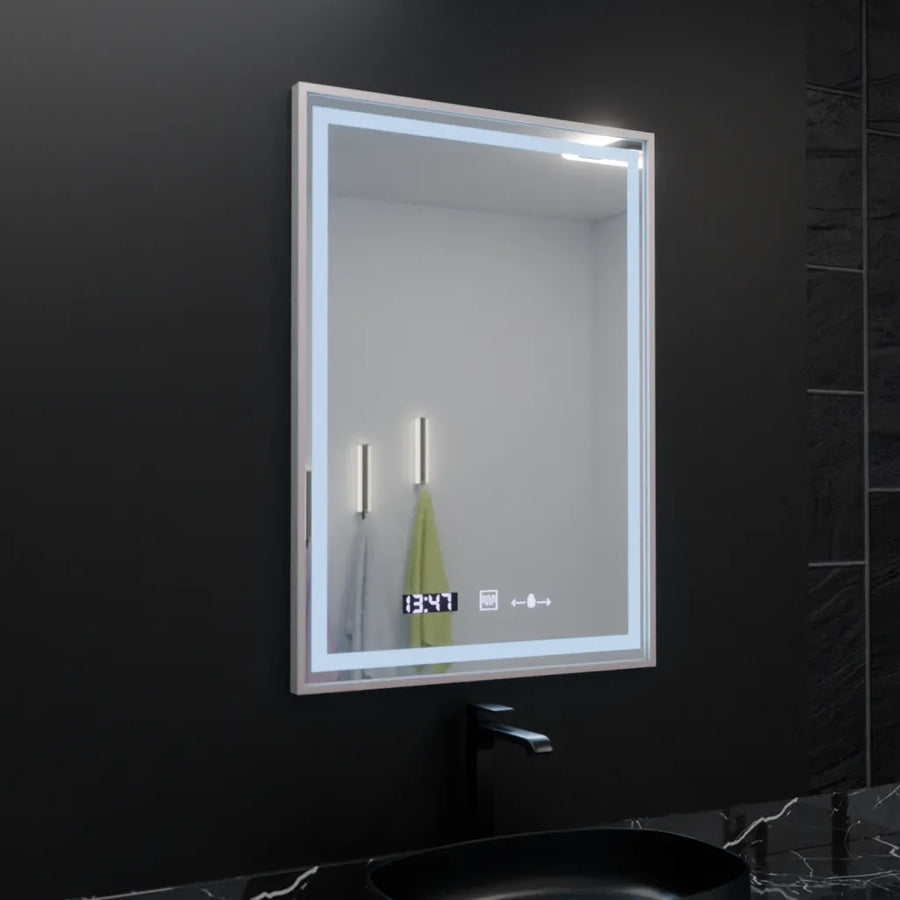 Zrkadlové obdĺžnikové 60x80cm Verite Imperial Silver Motion Glow Marcello Demonant Clock Defrition Systém