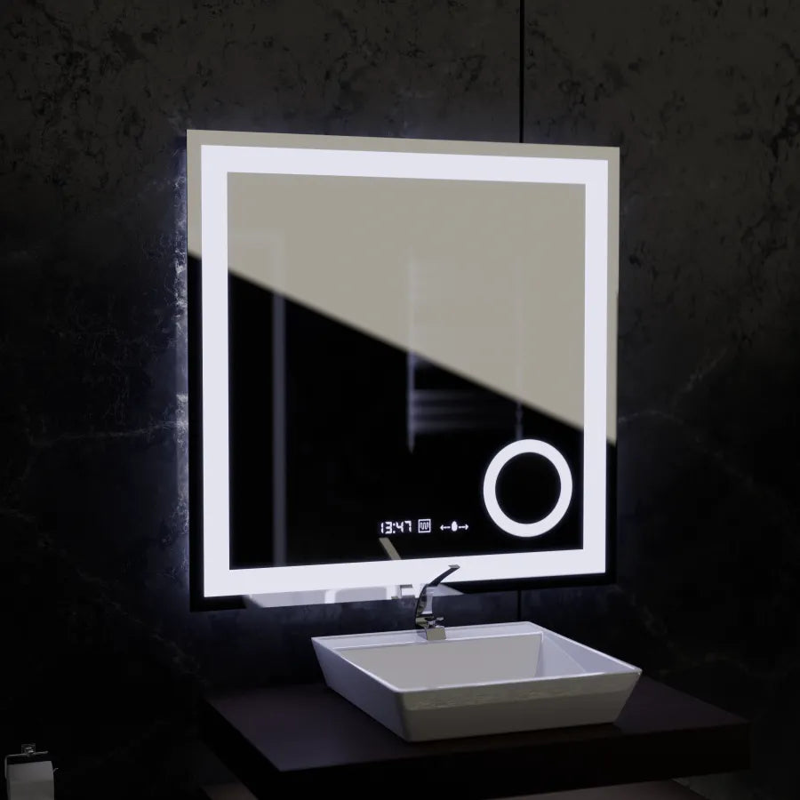 Zrkadlové obdĺžnikové obdĺžnikové 80x80cm Souverain Motionglow Marcello Demonant Clock System a teplomer