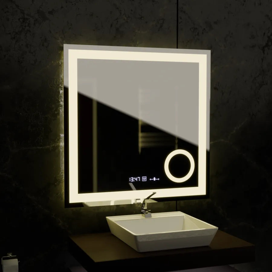 Zrkadlové obdĺžnikové obdĺžnikové 80x80cm Souverain Motionglow Marcello Demonant Clock System a teplomer