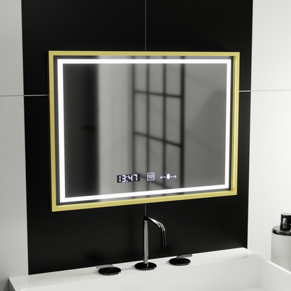 LED obdĺžnikové LED zrkadlo 80x60cm Crystallo Motionglow Marcello Smoteble Clock Defosting System