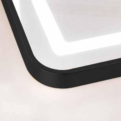 Obdĺžnikové LED zrkadlo, čierny rám, 50x160 cm, stmievateľné, studené/teplé/neutrálne svetlo, župan