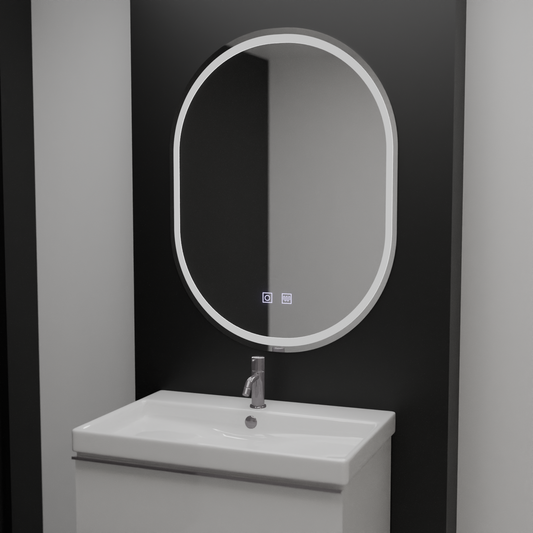 Oválne LED zrkadlo 60x80cm Velara Touch Marcello Dimible Defrition System