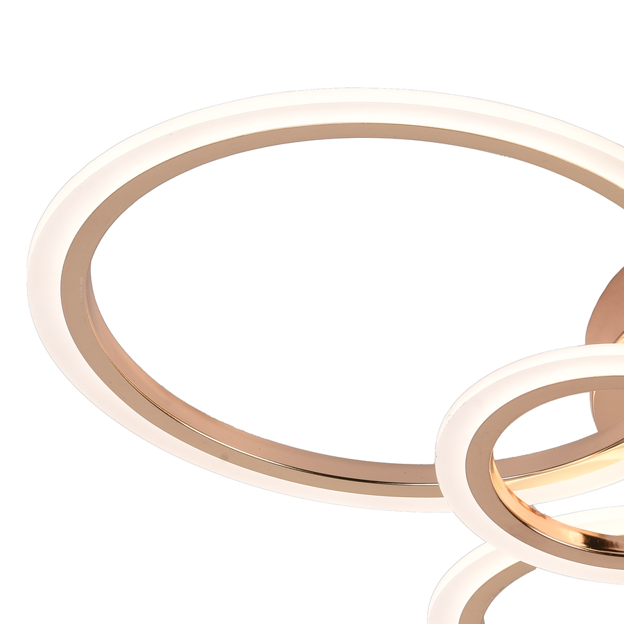 LED luster s diaľkovým ovládaním BETTY 82W, 6 kruhov, studené/teplé/neutrálne svetlo, stmievateľné, lesklé zlato