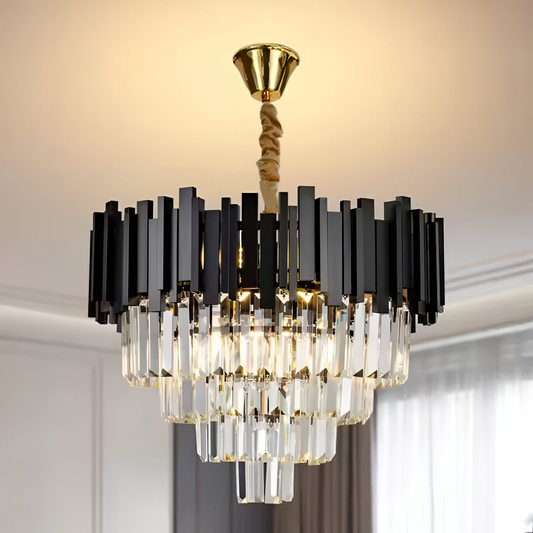 Crystal Luster Blois Noble 4xE14, priemer 40 cm, čierna, nastaviteľná výška