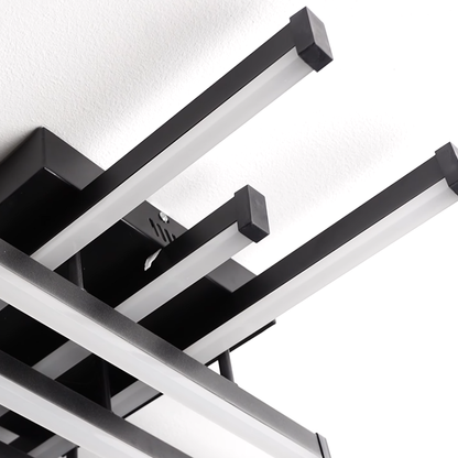 LED luster s diaľkovým ovládaním LINEX, 90W, 8 prvkov, studené/teplé/neutrálne svetlo, stmievateľné, čierny