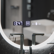 Oválne LED zrkadlo, 50x80cm, Lucia Sensor Marcello, Demister System, Hodiny & Teplomer, Stmievateľné