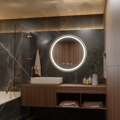 Zrkadlo LED Round 70 cm Celesti Royale Gold Motionglow MARCLELLL SMEABLE HODOVANIE SYSTÉM