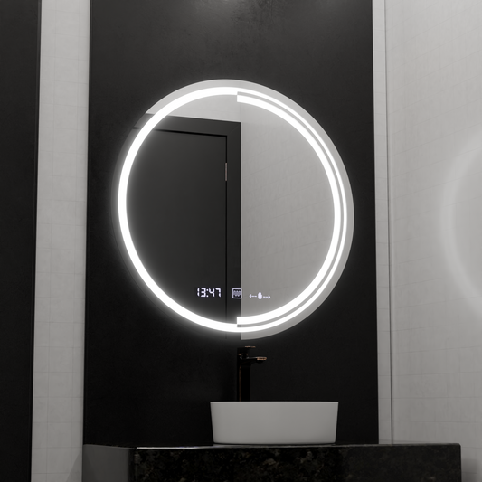 60 cm okrúhle LED zrkadlo Motionglow Sensor Consuel Marcellow Smoteble Clock Defosting System