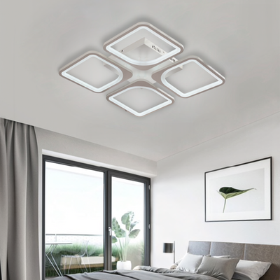 LED luster s diaľkovým ovládaním, Zoe, 4 štvorce, 52 W, studené/horúce/neutrálne svetlo, nestabilné, biele
